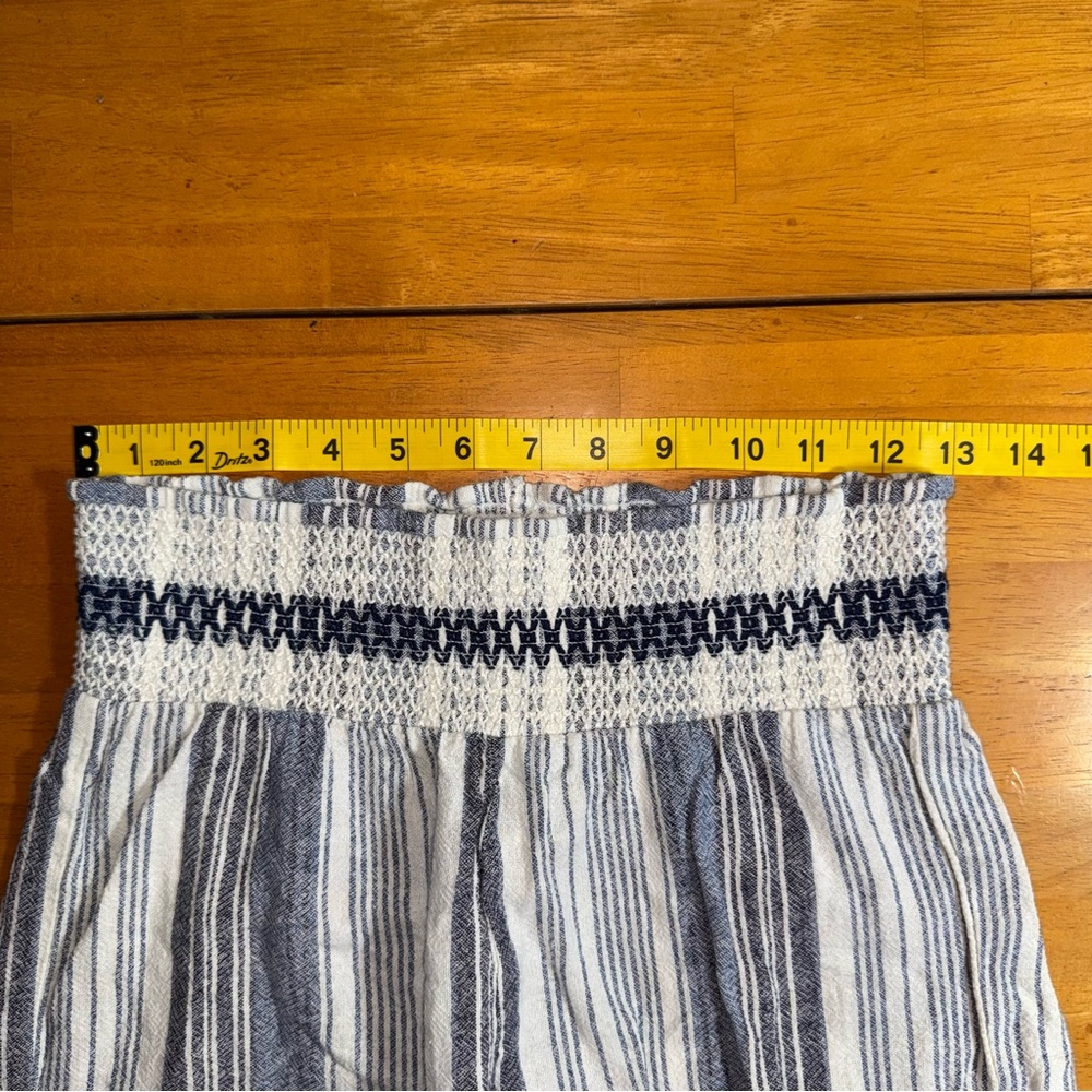 Linen Blend Striped Wide Leg Blue White Smocked Pants Indigo Rein Womens Size M - Picture 6 of 7